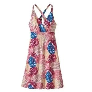 NEW Patagonia Women Dress Amber Dawn A-line Knit Criss Cross Back Tropical‎